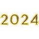 Black & Metallic Gold 2024 Cardstock Year Cutouts, 21.5in Numbers