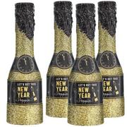 Glitter New Year's Eve Bottle Confetti Poppers, 4ct