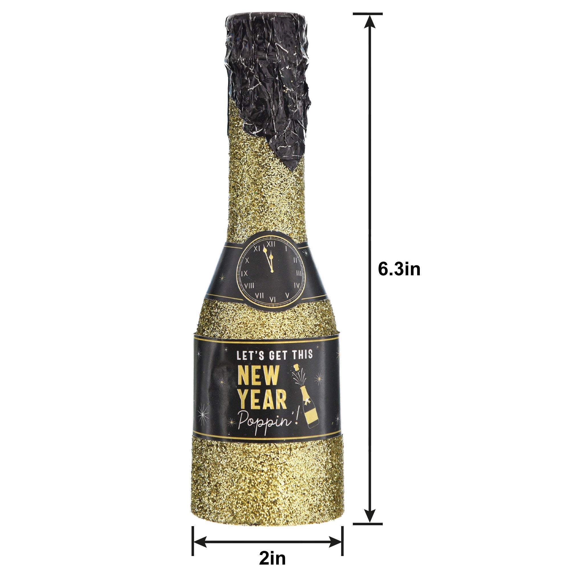 Glitter New Year's Eve Bottle Confetti Poppers, 4ct