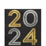 Black, Silver, & Gold 2024 New Year's Eve Paper Lunch Napkins, 6.5in, 100ct - Bubbly This Way
