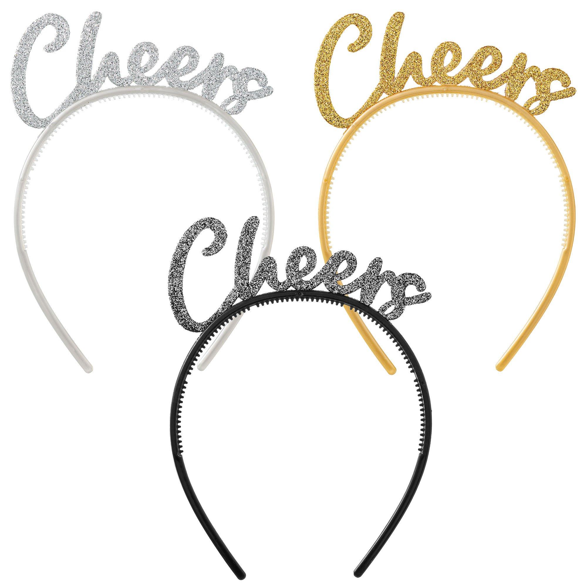 Glitter New Year's Eve Cheers Headbands, 6ct