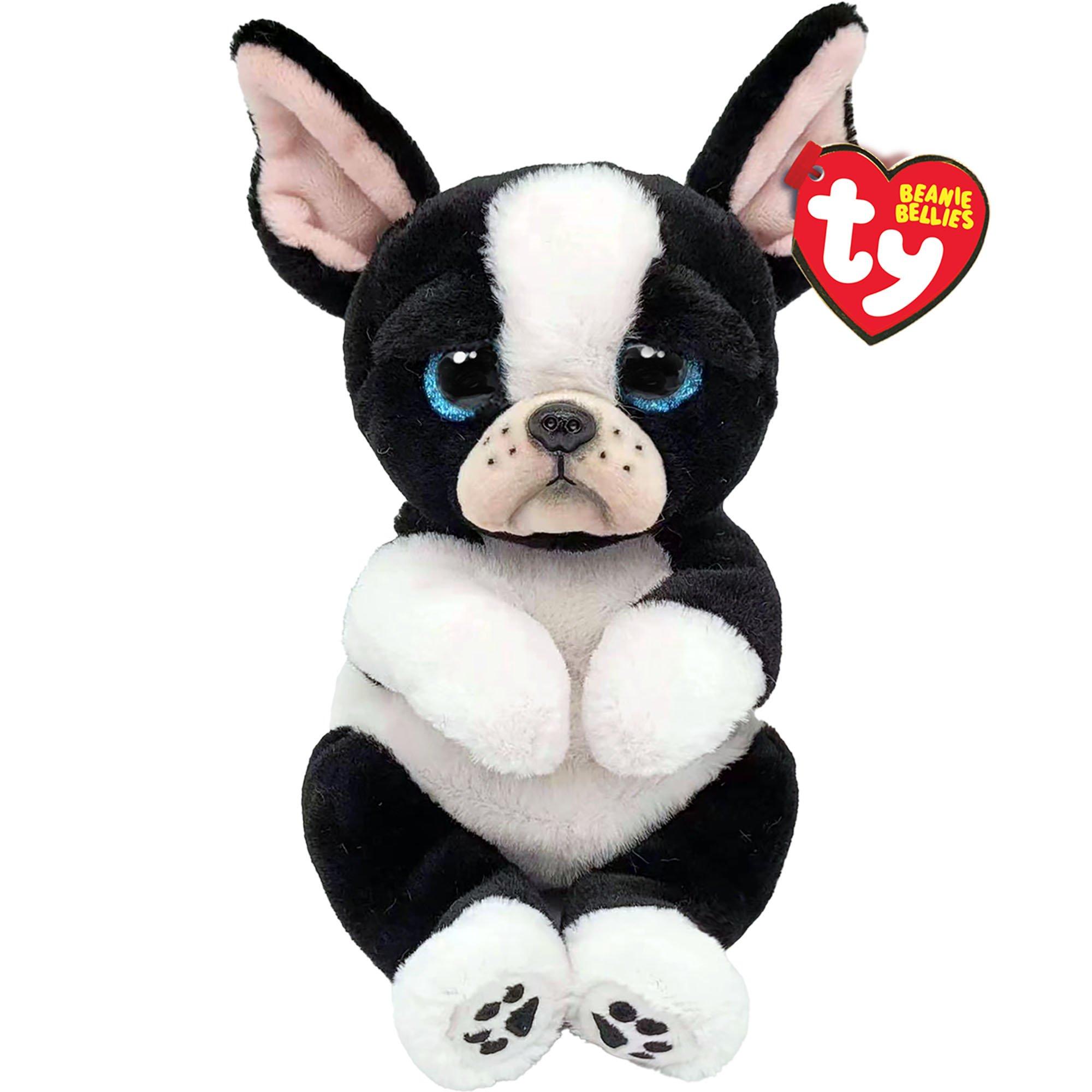 Black and white plush dog online