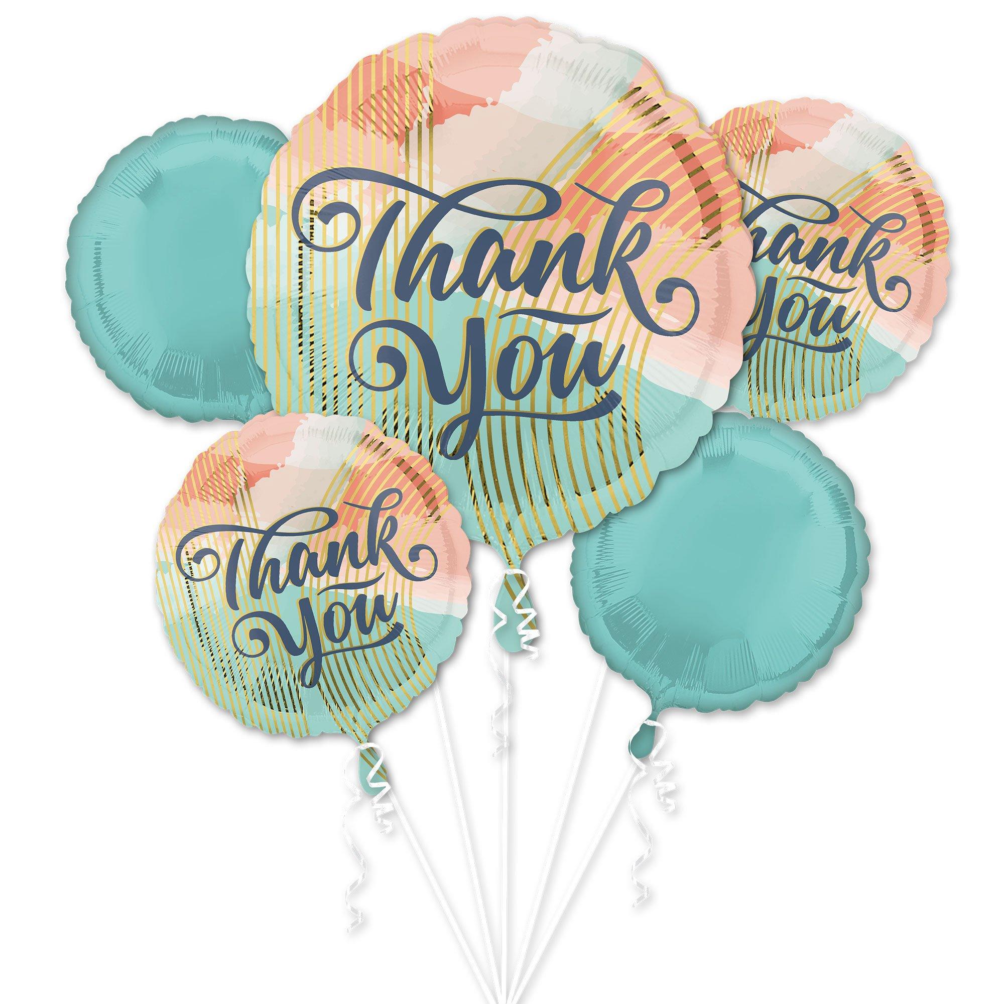 Pastel Clouds Thank You Foil Balloon Bouquet, 5pc