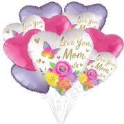 Butterfly & Flowers Mother's Day Foil Balloon Bouquet, 10pc