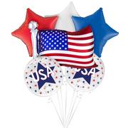 American Stars & Stripes Balloon Bouquet, 6pc