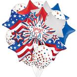 AirLoonz USA Star Cluster & Patriotic Stars Balloon Bouquet, 15pc