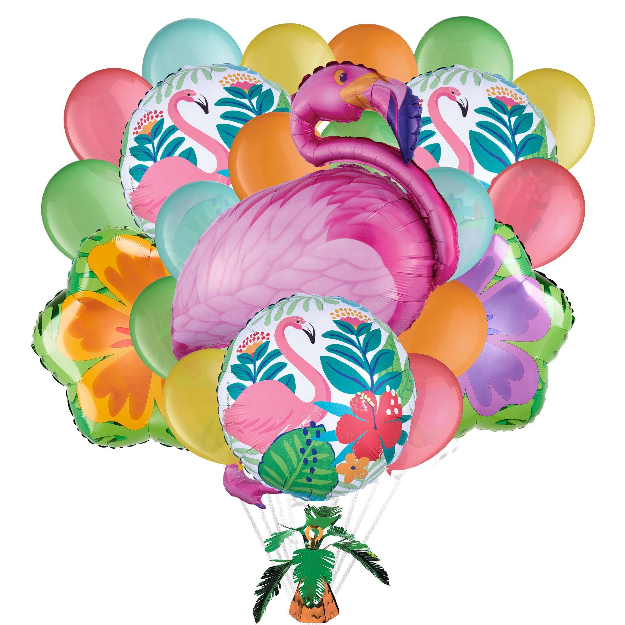 Summer Hibiscus Foil Balloon Bouquet, 5pc