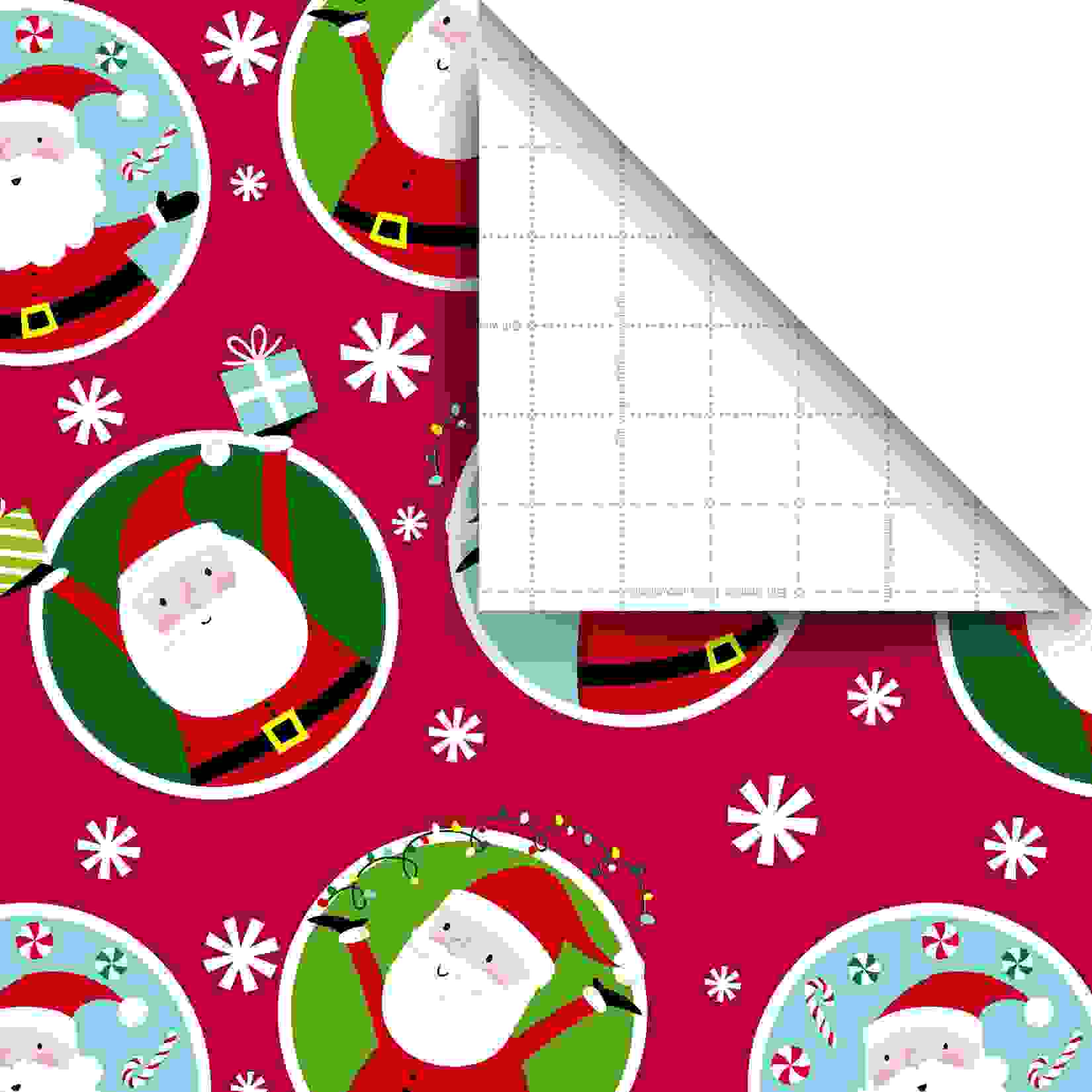 Red Santa Circles Gift Wrapping Paper, 18ft x 40in (60 sq ft)