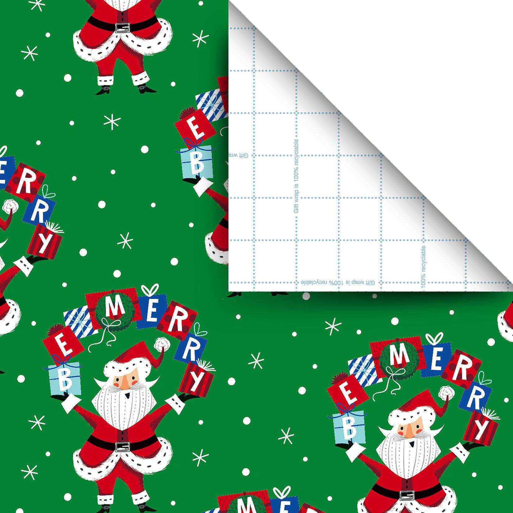 Wrapping Paper: Santa Claus Green gift Wrap, Birthday, Holiday