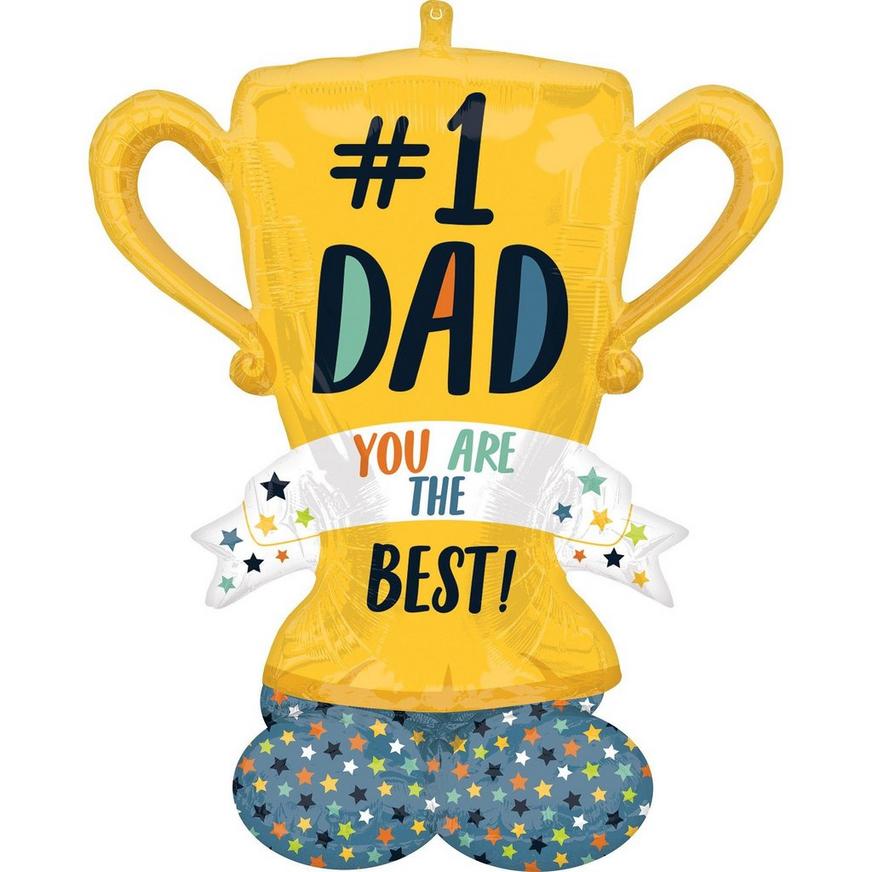 AirLoonz Number One Dad Trophy & Best Dad Trophy Balloon Bouquet, 14pc