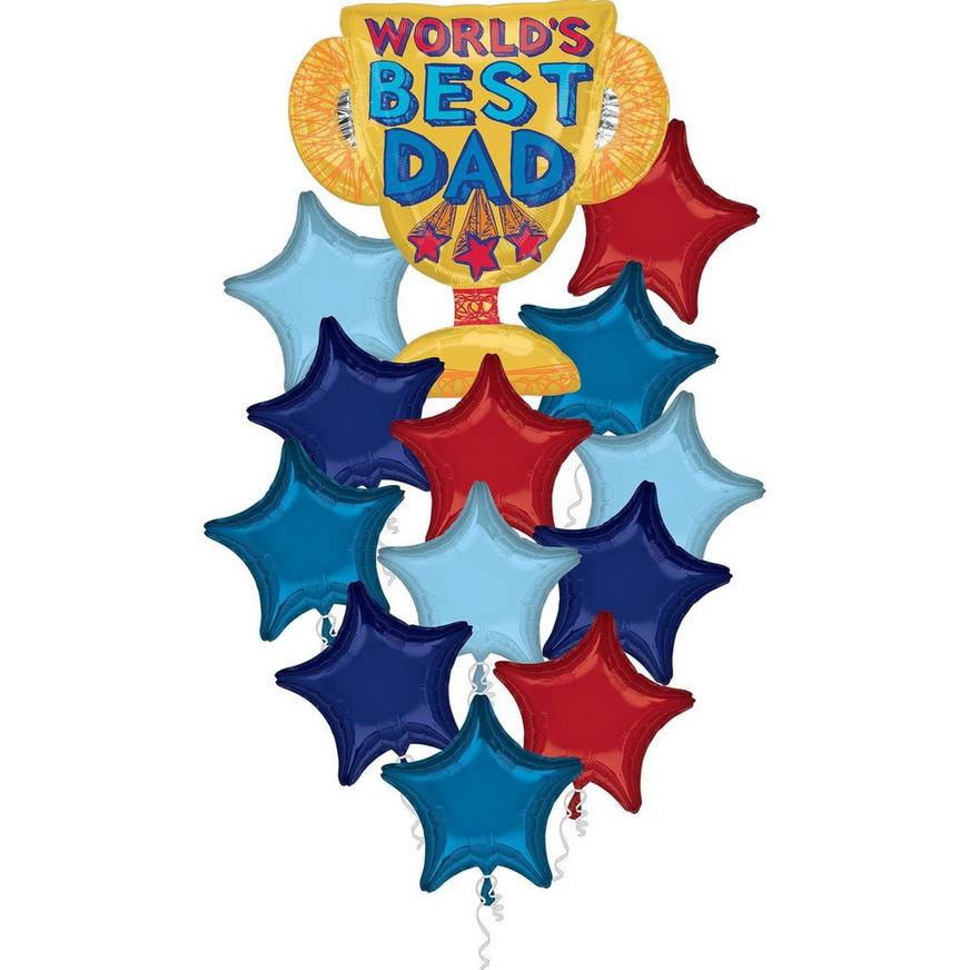 AirLoonz Number One Dad Trophy & Best Dad Trophy Balloon Bouquet, 14pc