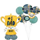 AirLoonz Number One Dad Trophy & Retro Father's Day Balloon Bouquet, 6pc