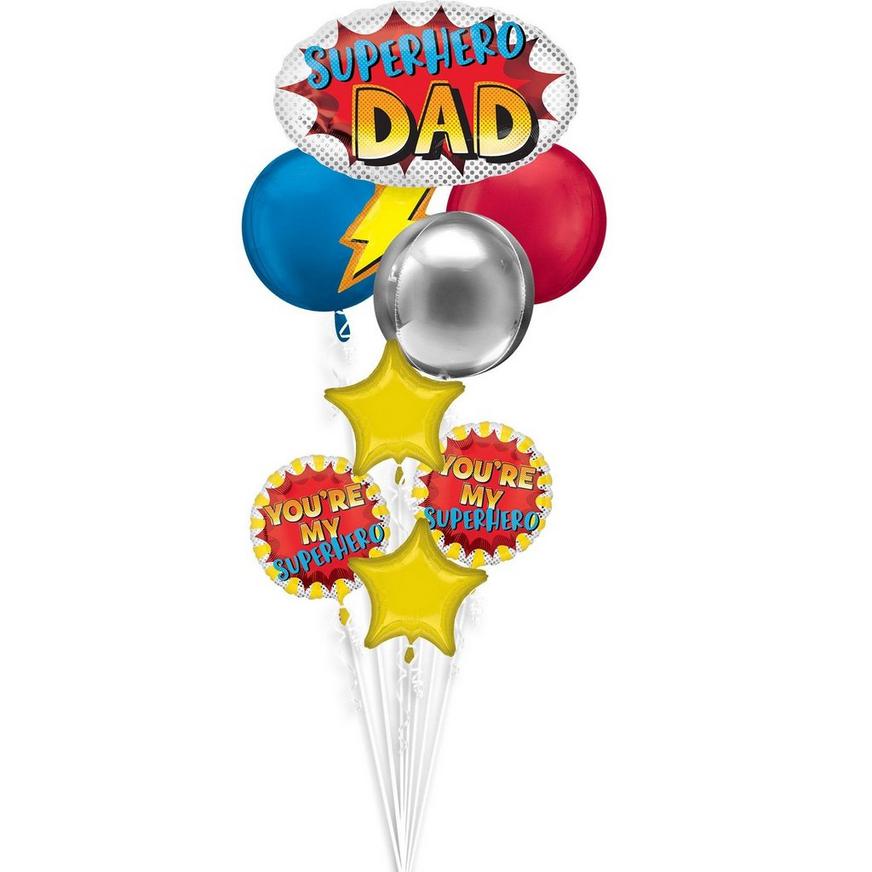 AirLoonz Beer Mug & Superhero Dad Balloon Bouquet, 8pc