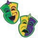 Double-Sided Mardi Gras Comedy & Tragedy Mask Cutout, 11.87in x 15.75in