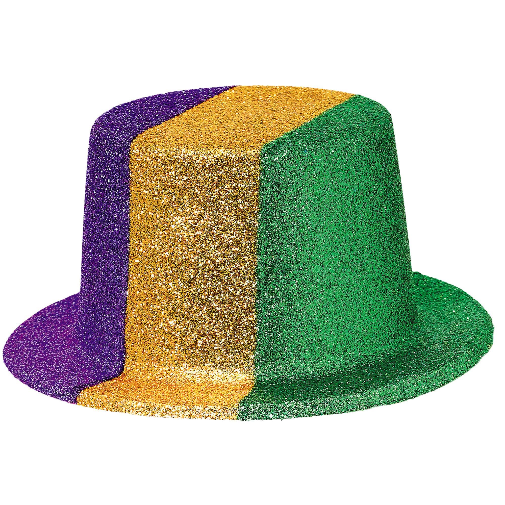 Glitter Striped Mardi Gras Top Hat