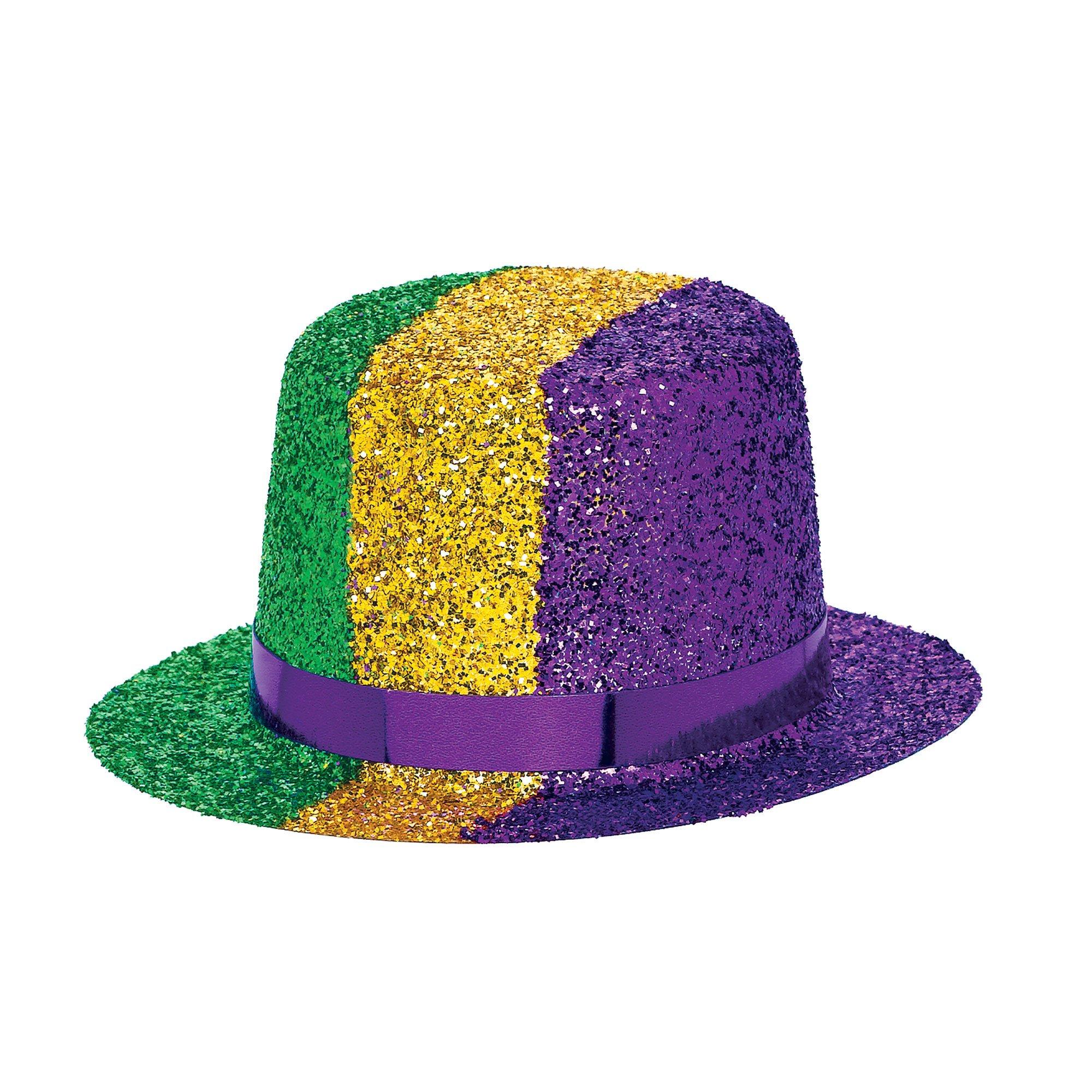 Glitter Striped Mardi Gras Mini Top Hat Party City