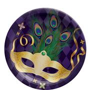 Masquerade Mask Mardi Gras Paper Lunch Plates, 9in, 8ct
