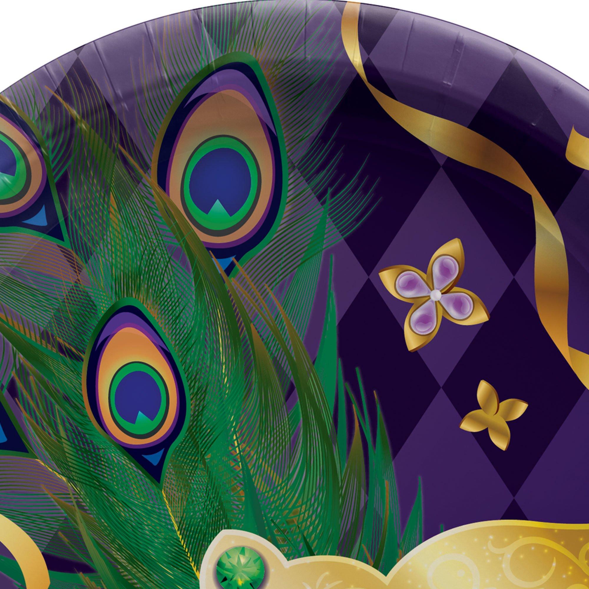 Masquerade Mask Mardi Gras Paper Dessert Plates, 7in, 8ct