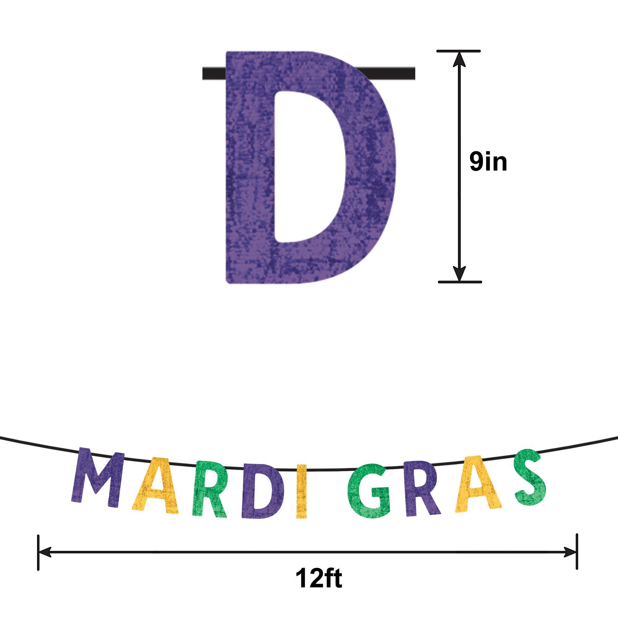 Mardi Gras Sequin Letter Banner, 12ft