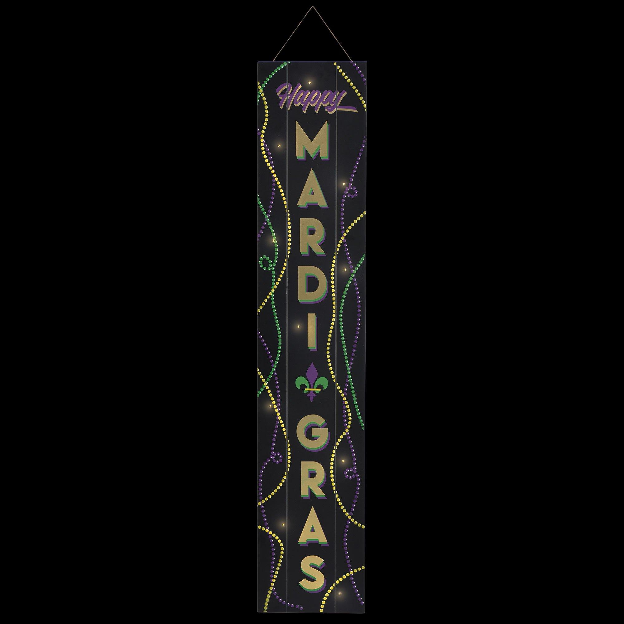 Light-Up Mardi Gras MDF Plank Sign