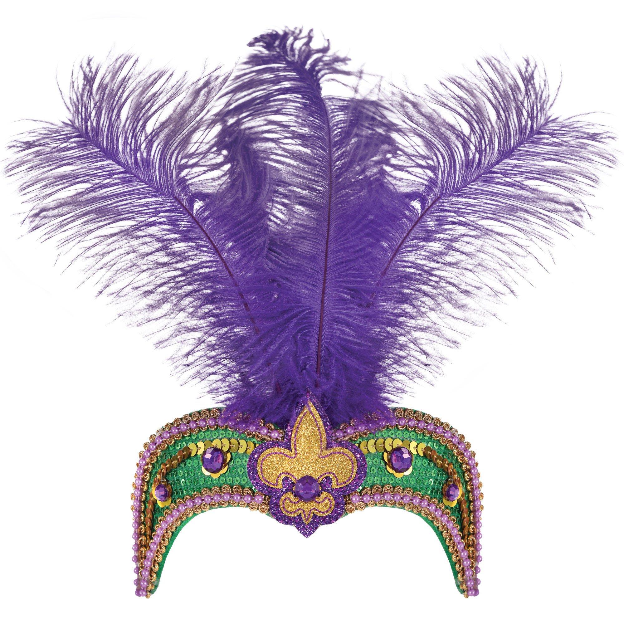 Over the Top Feather Bejeweled Mardi Gras Headband