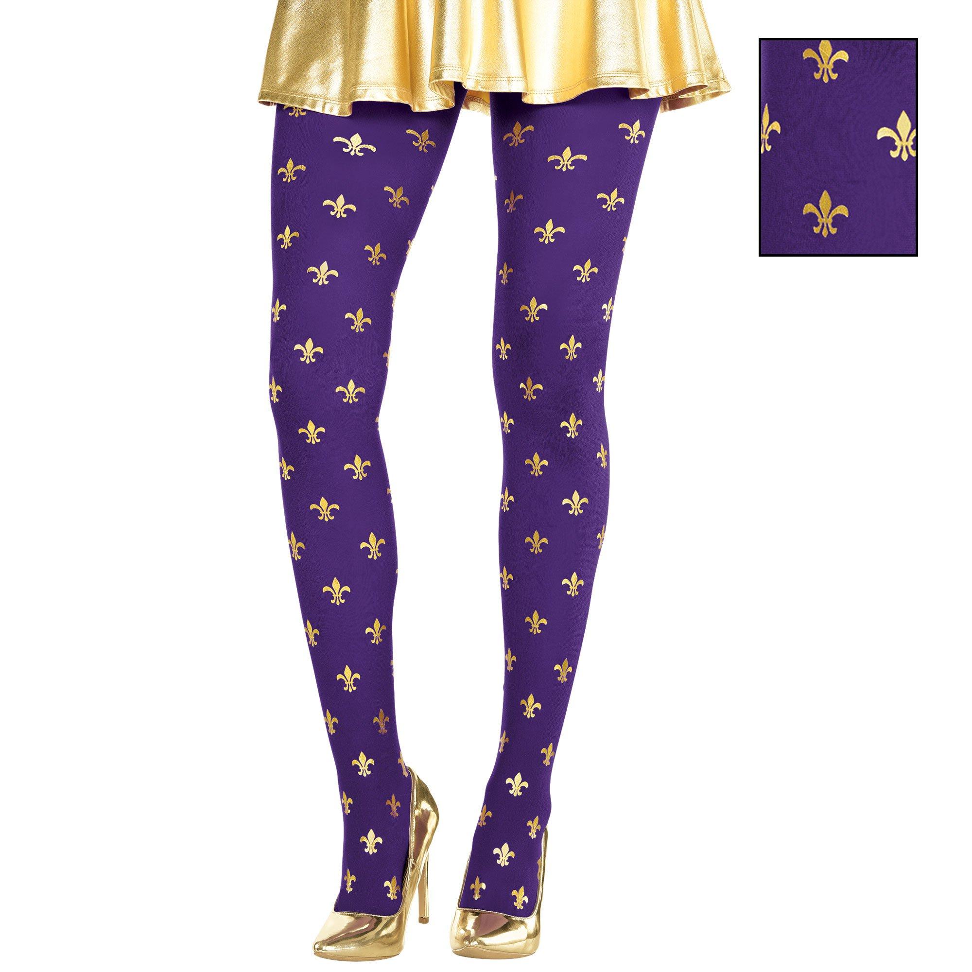 PartyCity Adult Purple Gold Fleur de Lis Mardi Gras Plus Size Tights Party City in Tustin CA The Market Place