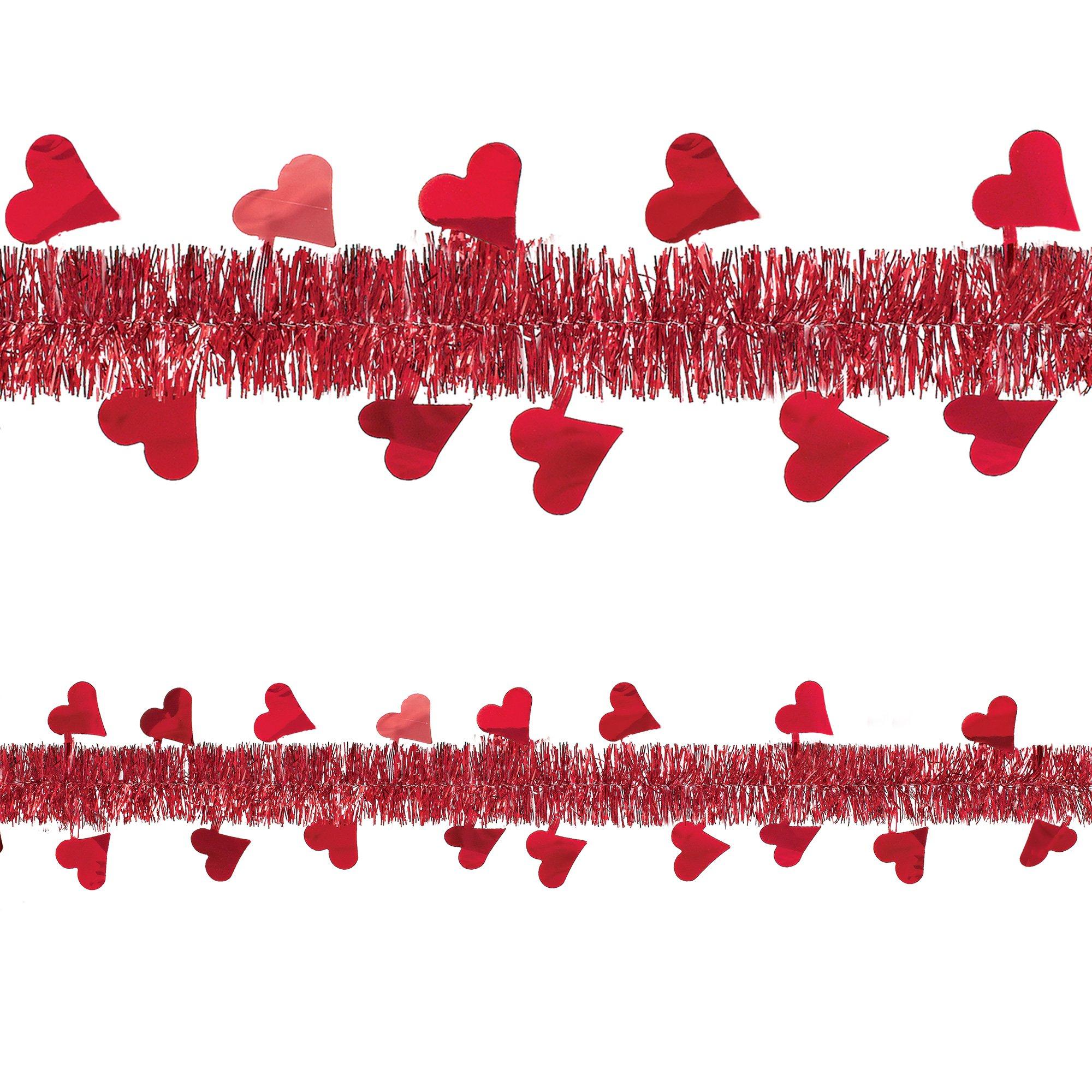 Red Heart Valentine's Day Tinsel Garland, 9ft