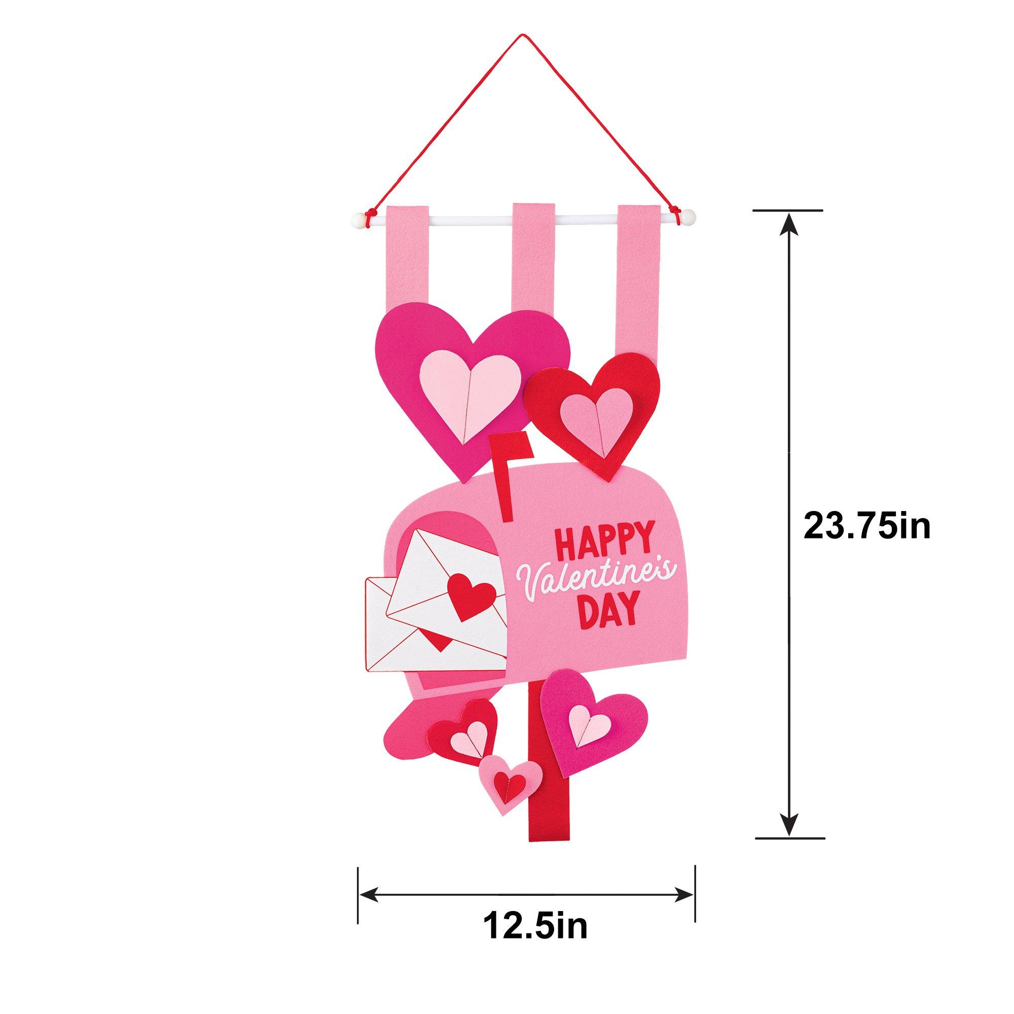 Happy Valentine's Day Mail Box Hanging Felt Sign, 12.5in x 23.75in