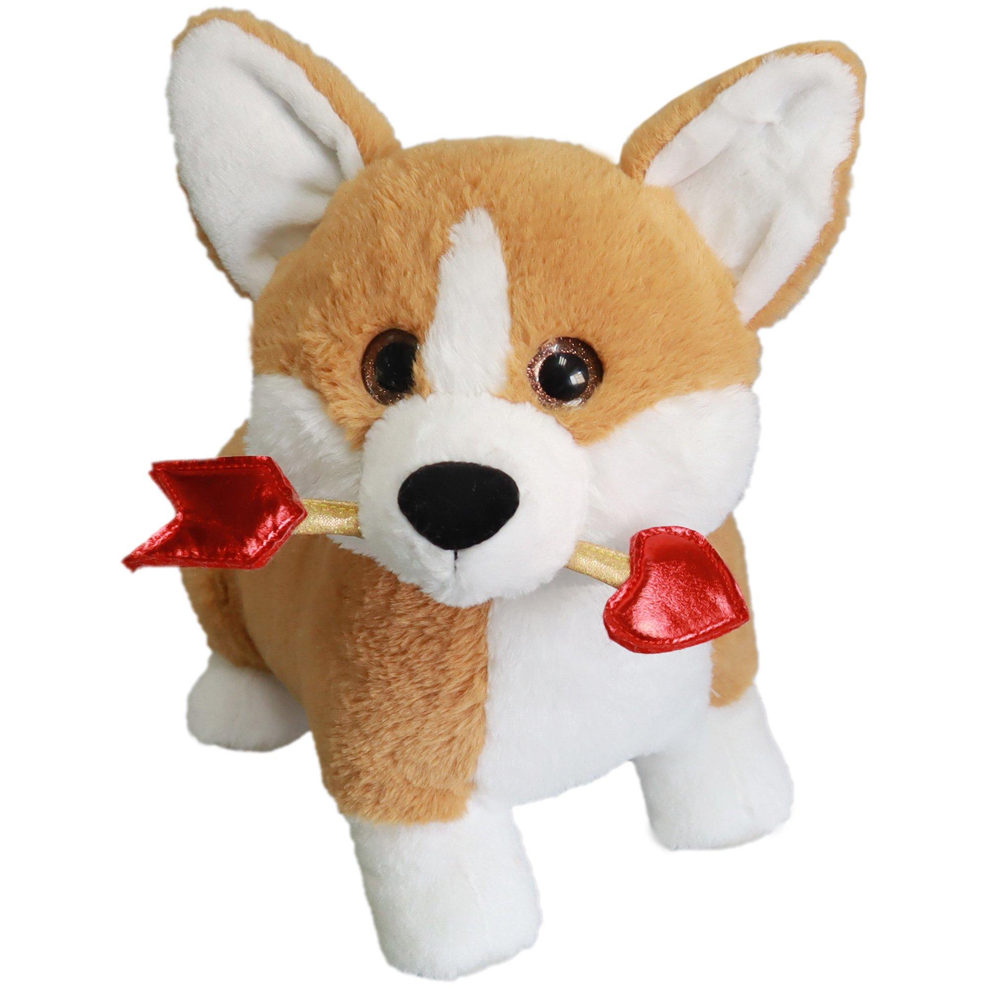 Valentine's Day Pembroke Corgi Heart Arrow Dog Plush, 13in