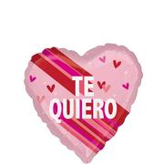 Pink Te Quiero Valentine's Day Heart Foil Balloon, 17in - Hearts & Stripes