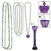Mardi Gras Party in a Cup with Beaded Necklaces, 7pc