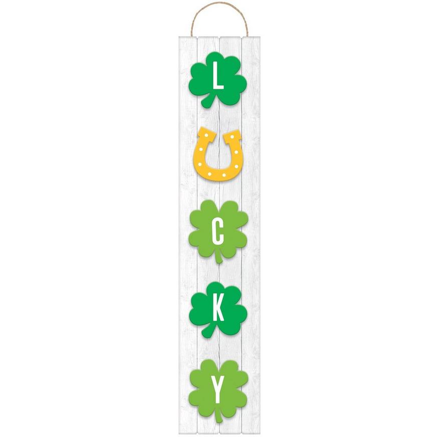 St. Patrick's Day Lucky Wood Plank Sign, 4ft | Party City