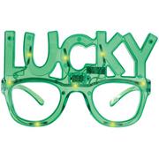 Light-Up Green Lucky Plastic Glasses
