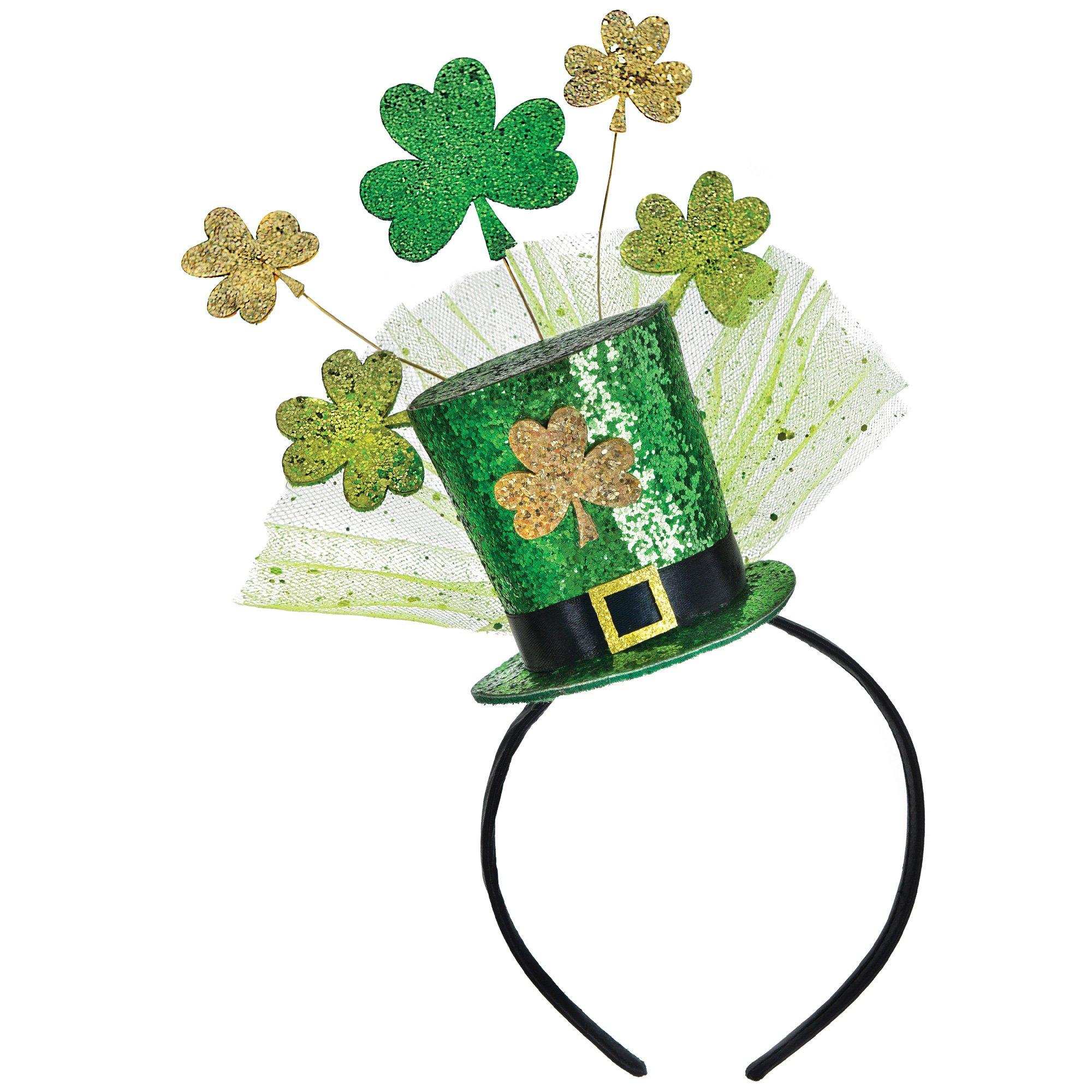 Glitter Shamrock St. Patrick's Day Top Hat Headband