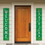 St. Patrick's Day Welcome Hanging Fabric Flags Sign, 6ft, 2pc