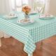 Green Gingham Fabric Tablecloth, 60in x 84in