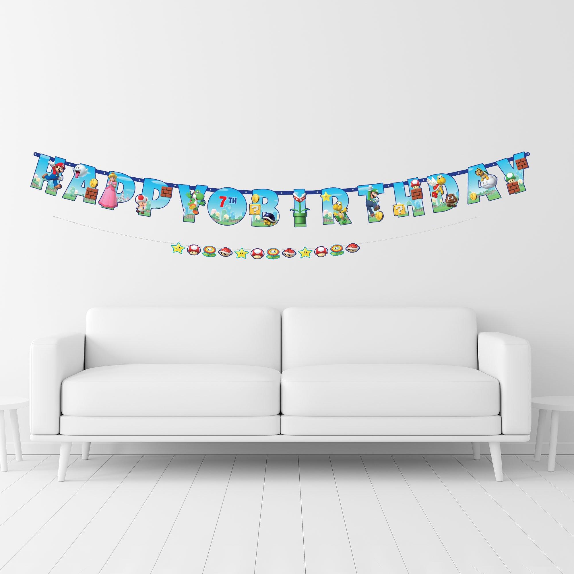 Customizable Super Mario Birthday Letter Banner Set, 2pc