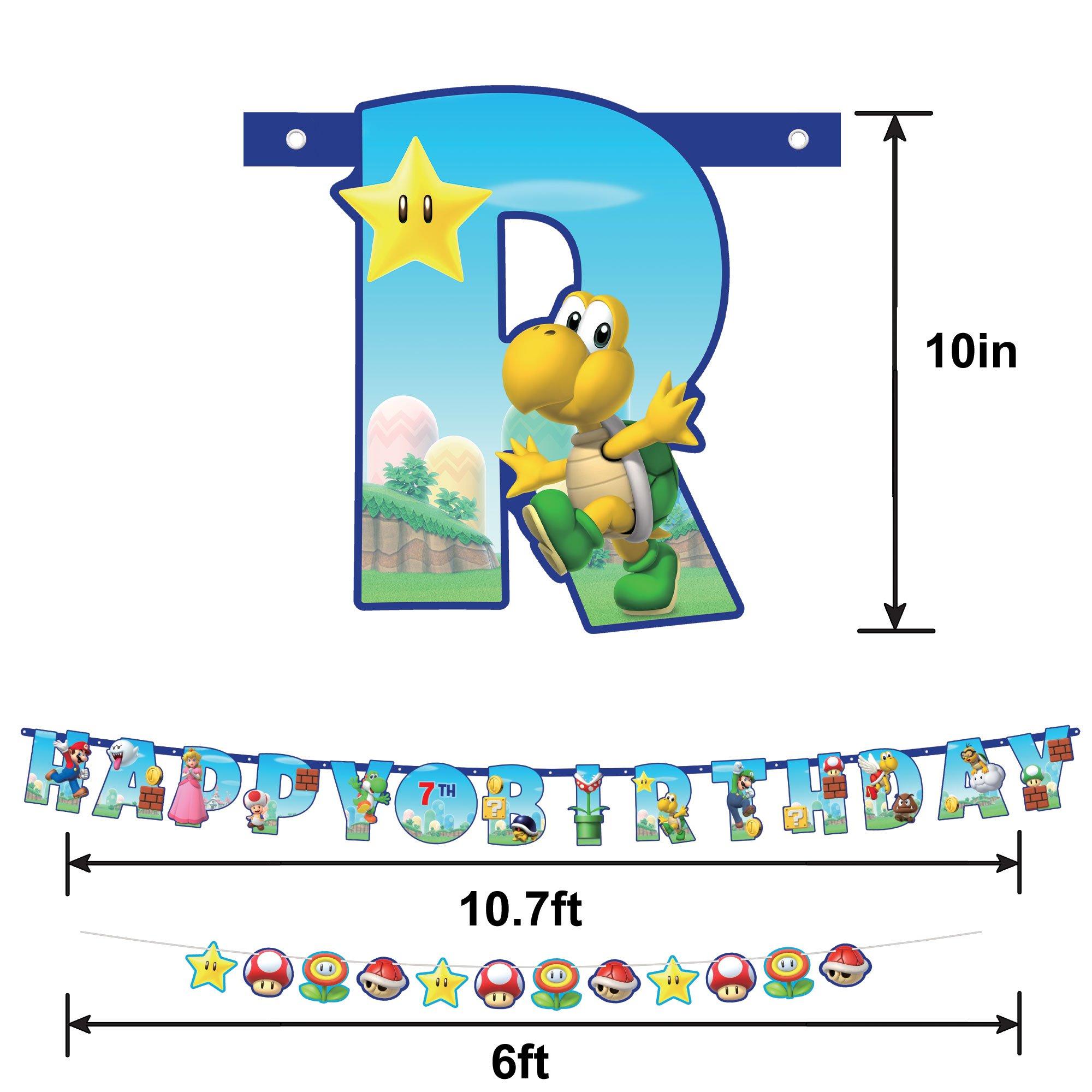 Customizable Super Mario Birthday Letter Banner Set, 2pc