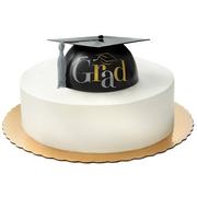 Black, Silver & Gold Grad Cap Cake Topper, 7.43in x 3.37in