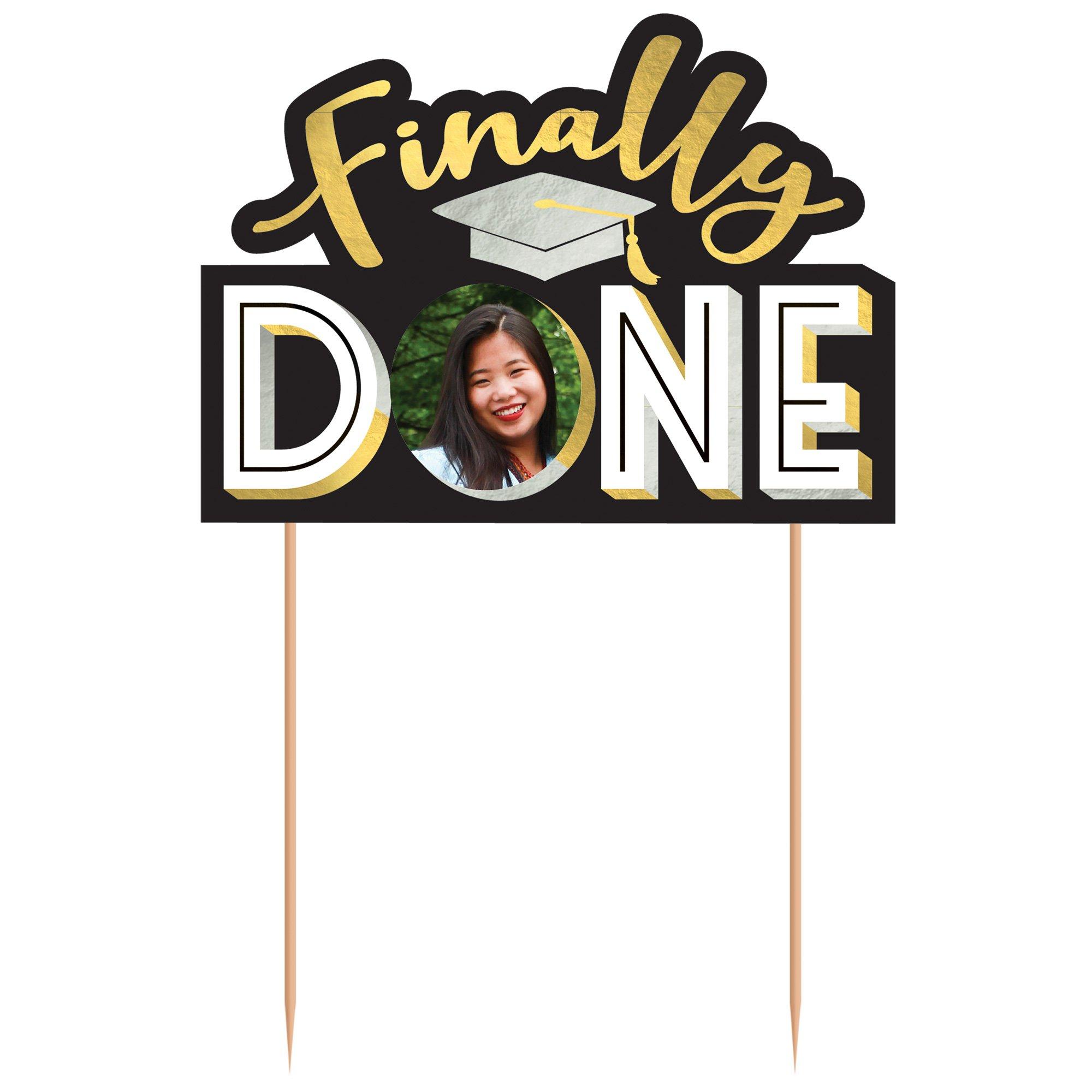 Finally Done Graduation Photo Frame Cake Topper, 6in