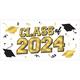 Gold Class of 2024 Graduation Plastic Banner, 65in x 33.5in