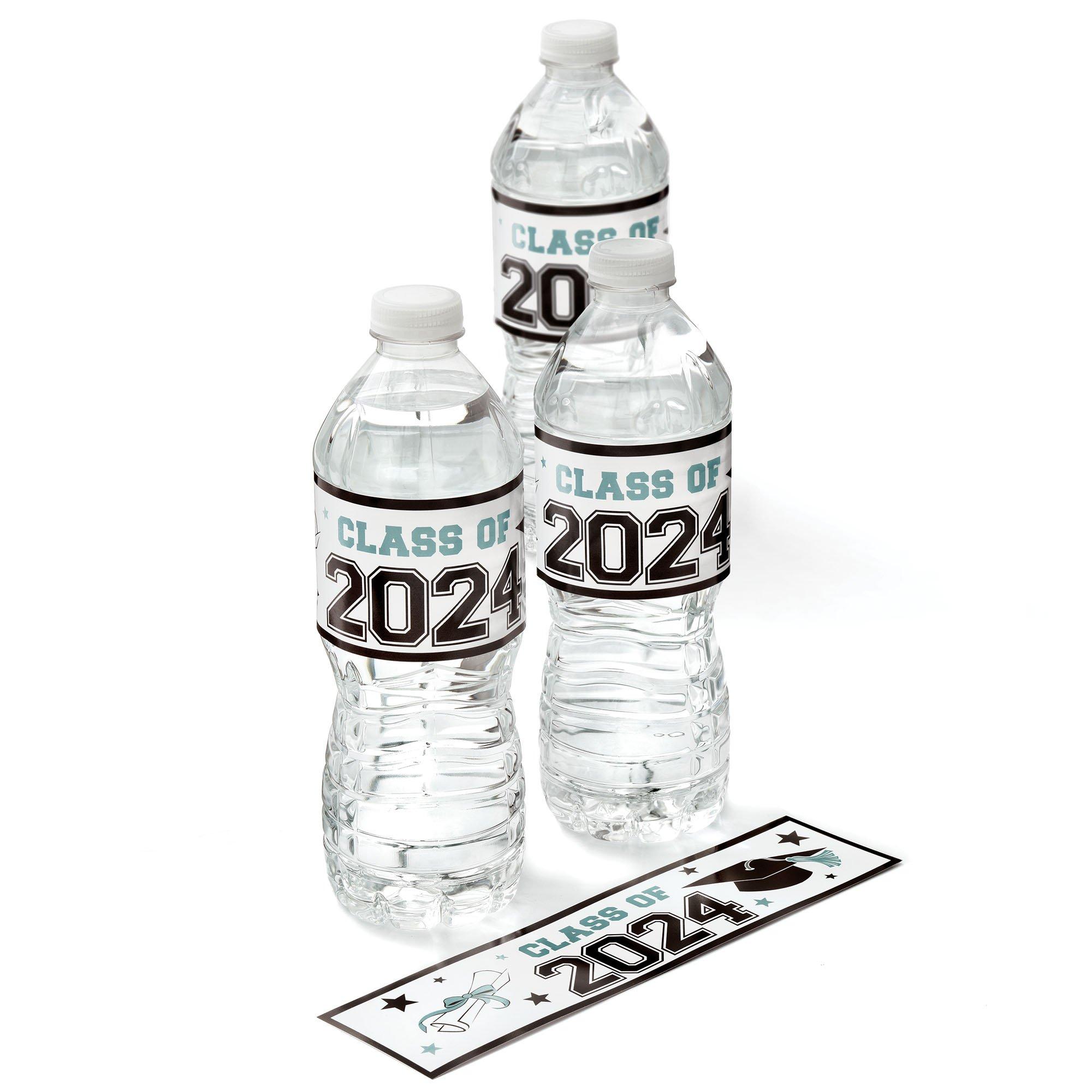 Black & Silver Class of 2024 Graduation Wraparound Bottle Labels, 24ct
