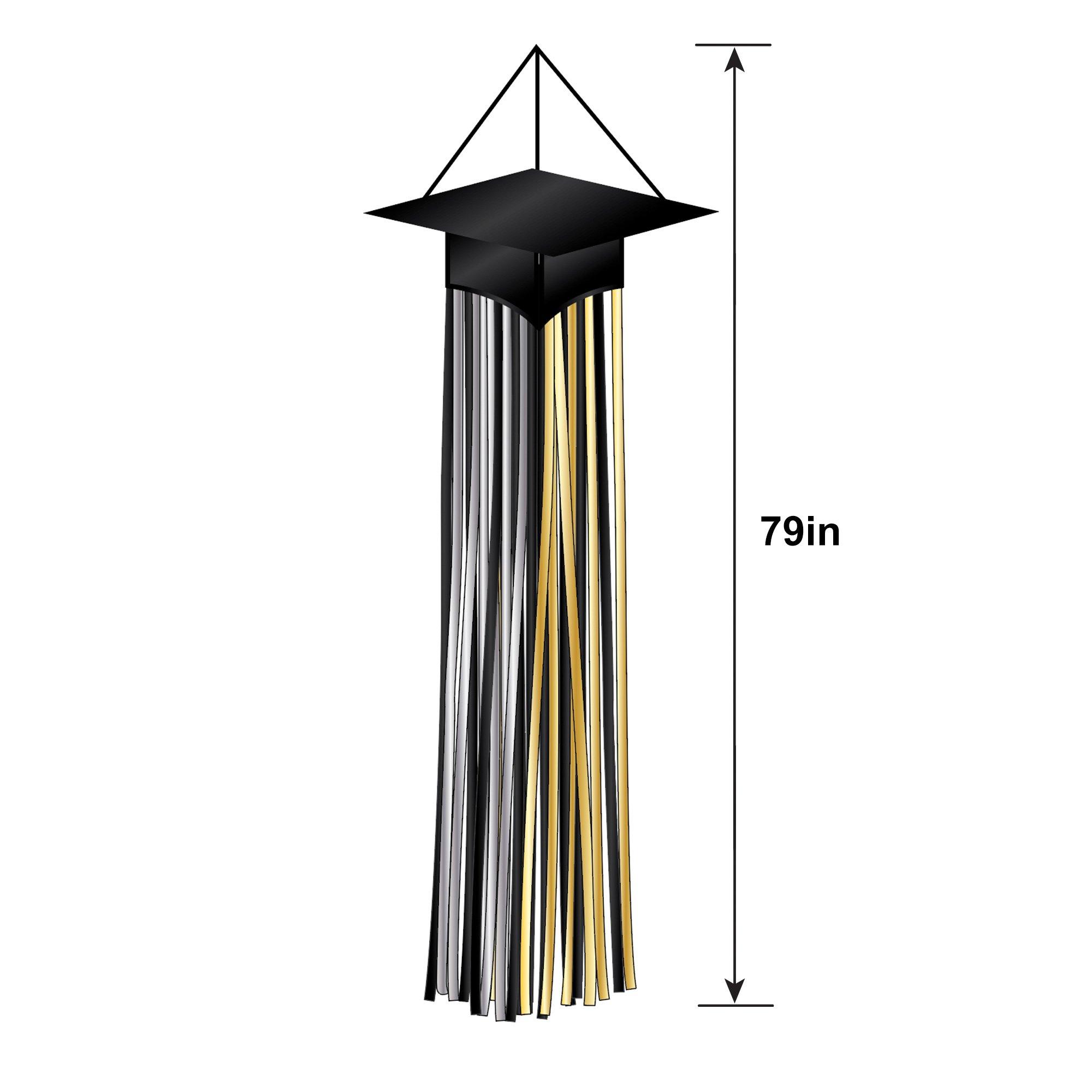 Grad Cap Foil Fringe Hanging Decorations,  6.5ft, 2ct