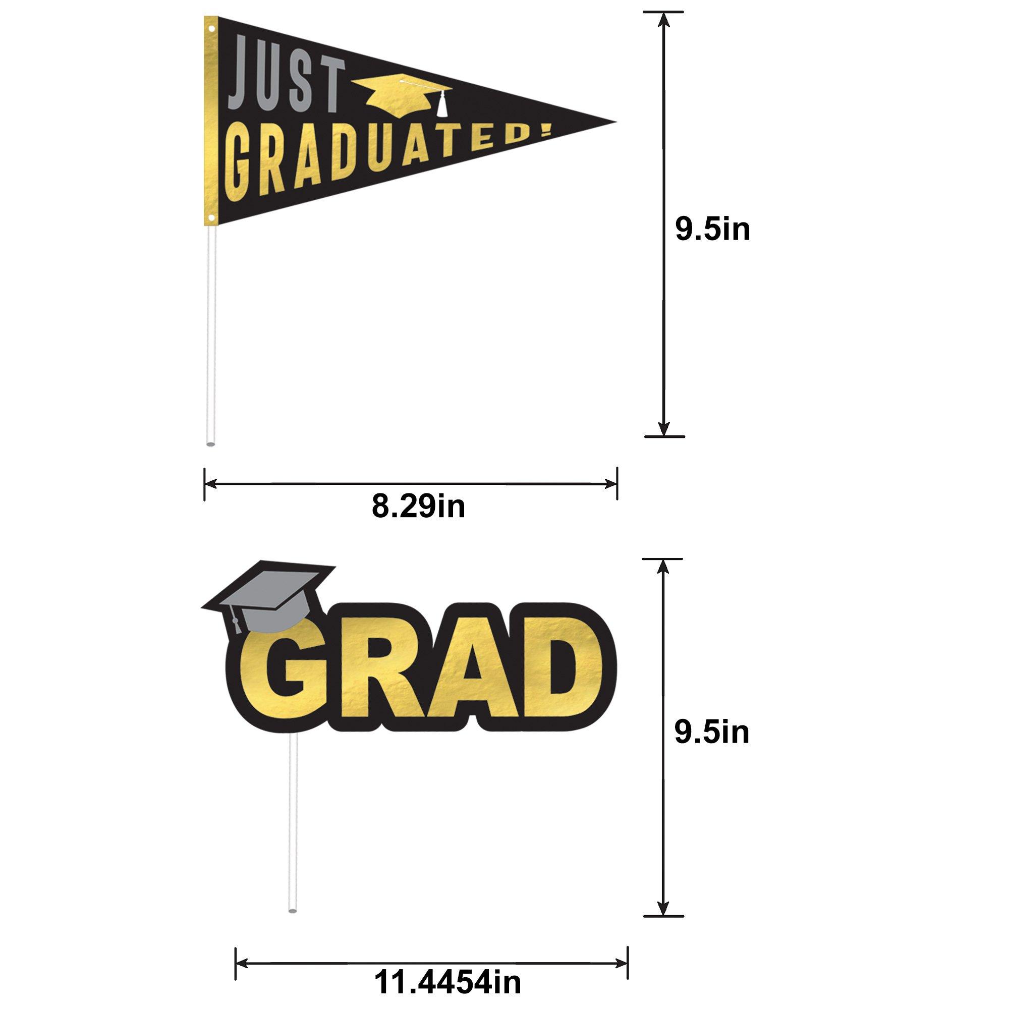 Black, Silver & Gold Graduation Photo Props, 13pc