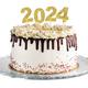 Glitter Gold 2024 Cake Pick Set, 7.5in, 4pc