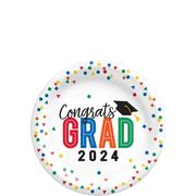Multicolor Congrats Grad 2024 Paper Dessert Plates, 6.75in, 20ct - Colorful Future