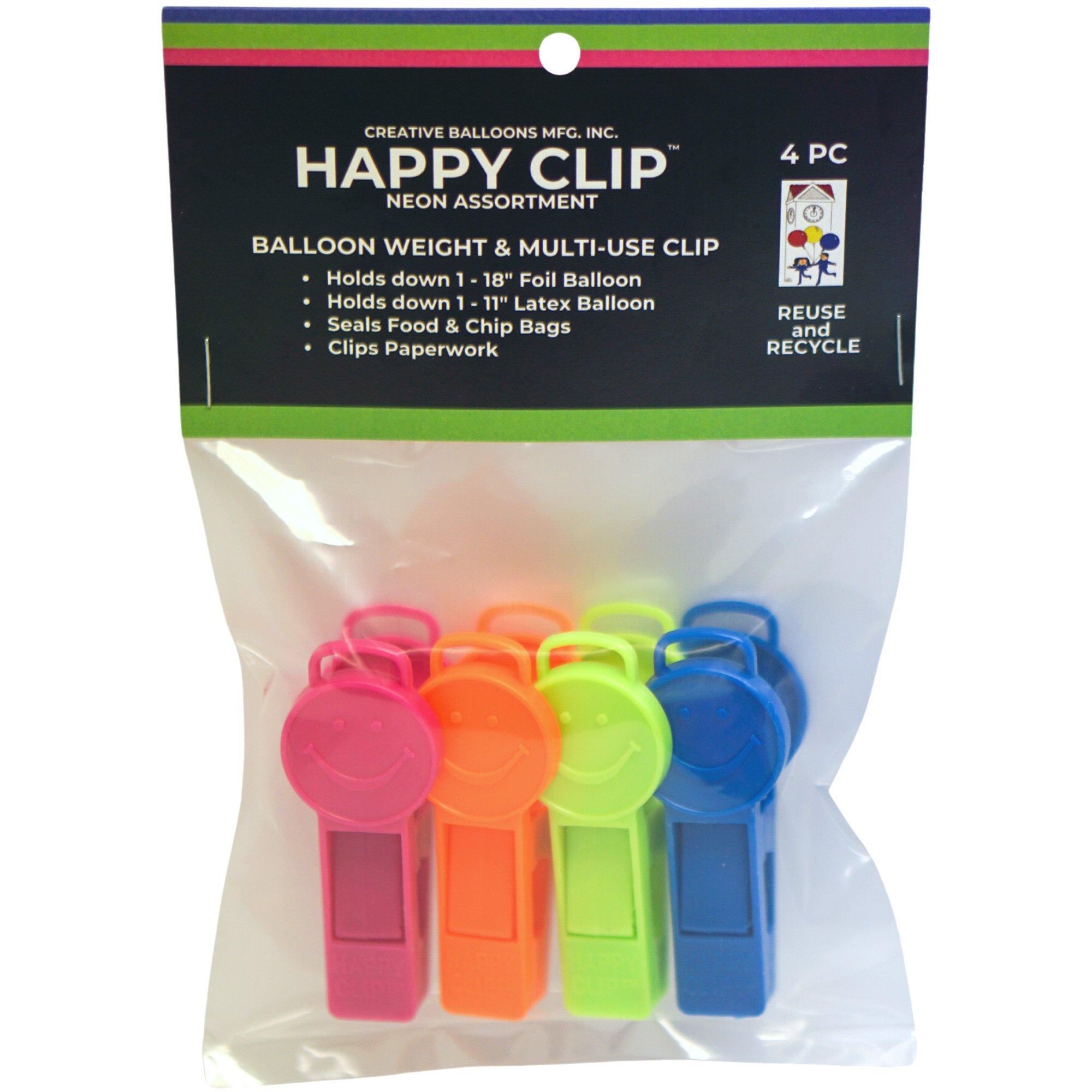 Neon Happy Clip Balloon Weights, 4ct