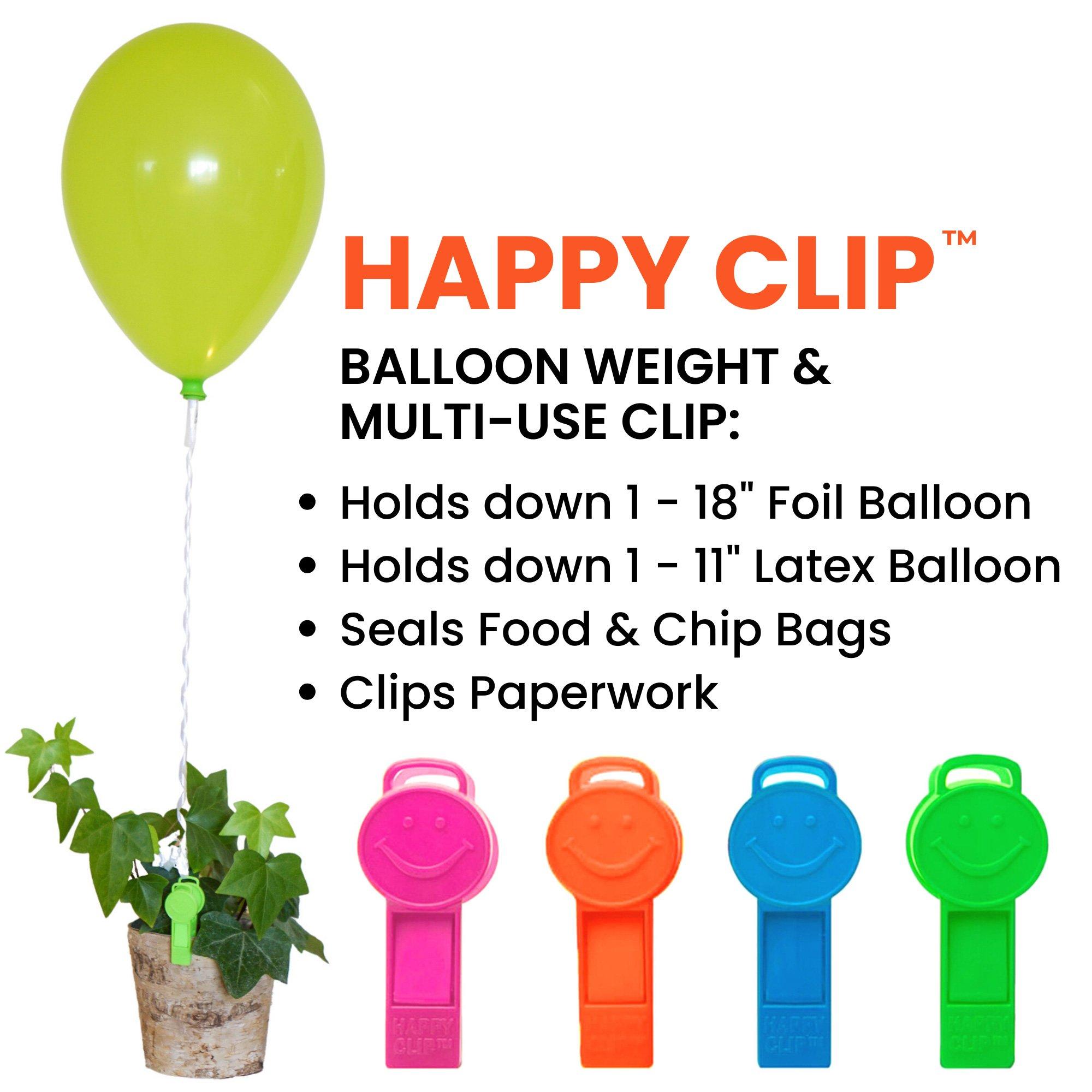 Neon Happy Clip Balloon Weights, 4ct