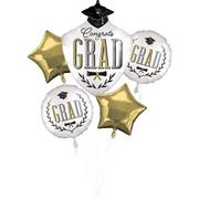 Satin Caps Off Congrats Grad Foil Balloon Bouquet, 5pc