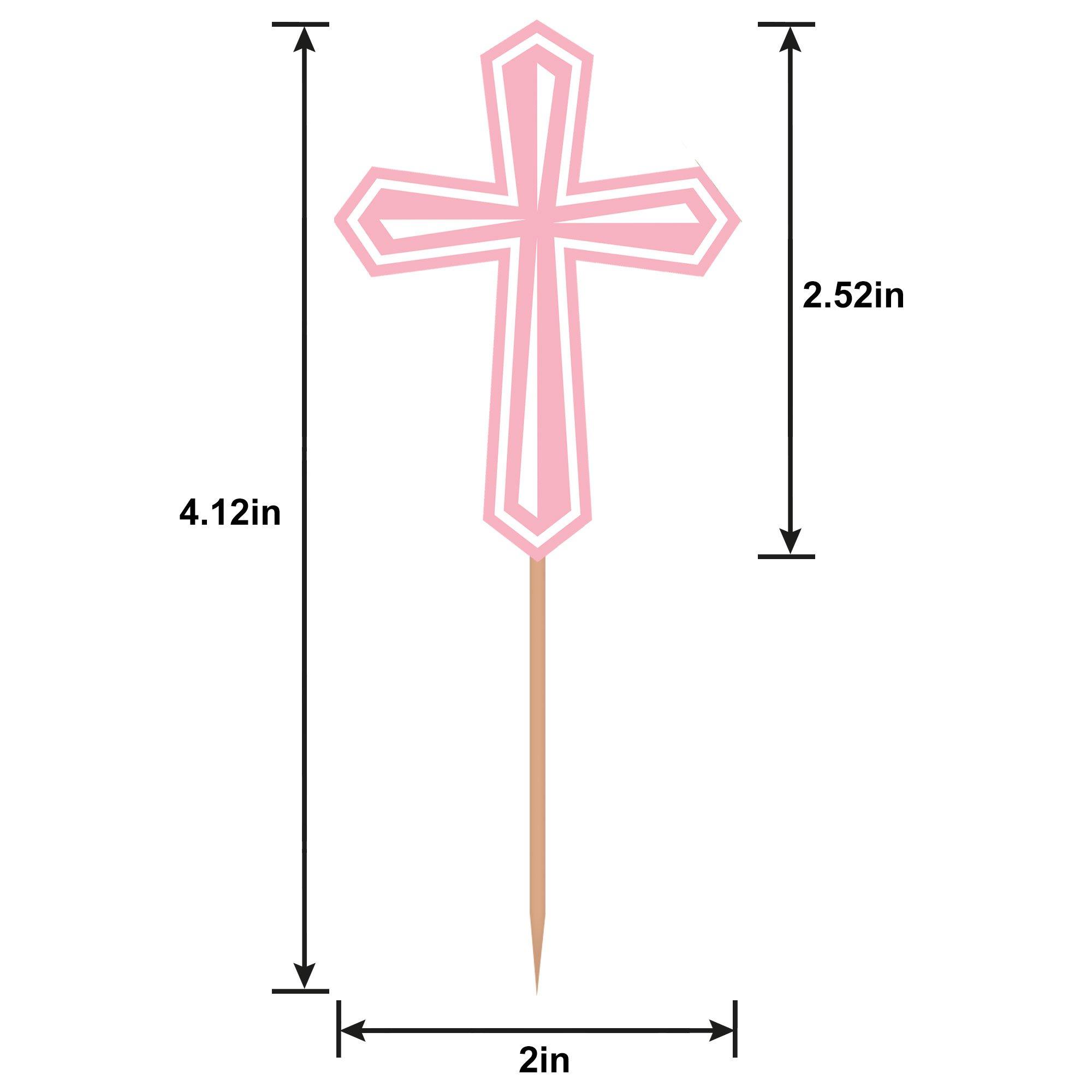 Pink Cross First Communion Party Picks, 4.12in, 36ct